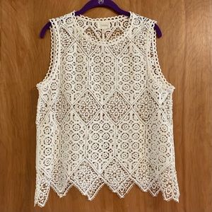 Anthropologie Deletta Off White Lace Top